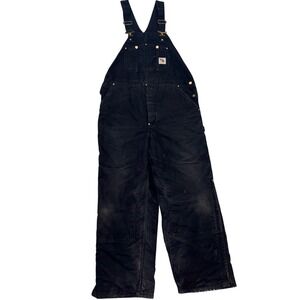 Carhartt Mens R02 BLK Insulated‎ Bib Overalls Black Size 42x30 Workwear